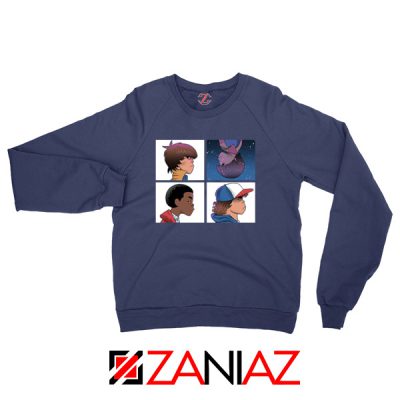 Stranger Things Characters Navy Blue Sweater