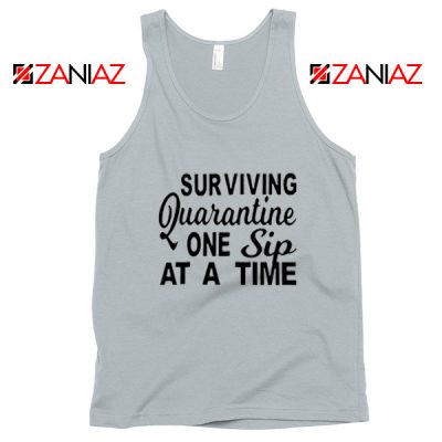Surviving Quarantine One Sip At A Time Sport Grey Tank Top