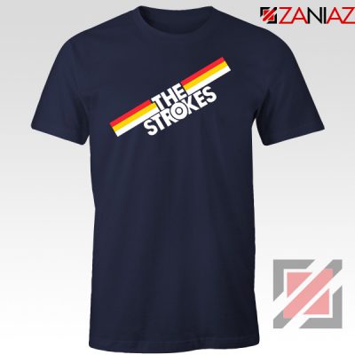 The Strokes Striped Graphic Navy Blue Tshirt