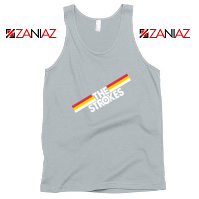 The Strokes Striped Graphic Sport Grey Tank Top