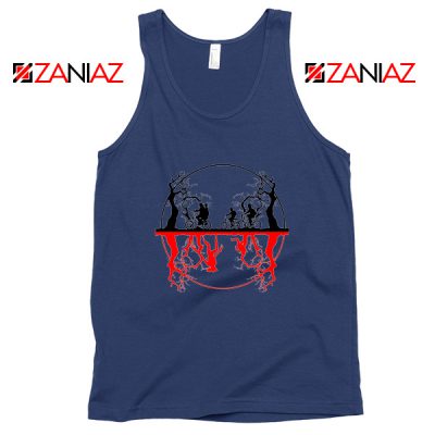 Upside Down Silhouettes Navy Blue Tank Top