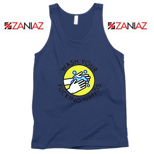Wash Your Hands No Virus Navy Blue Tank Top