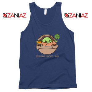 Baby Yoda Feeling Lucky Navy Blue Tank Top