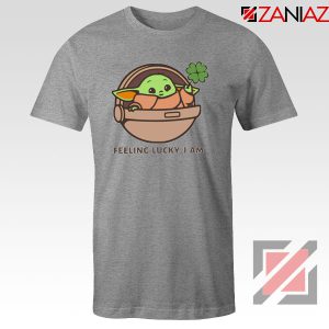 Baby Yoda Feeling Lucky Sport Grey Tshirt