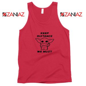 Baby Yoda Keep Distance Red Tank Top