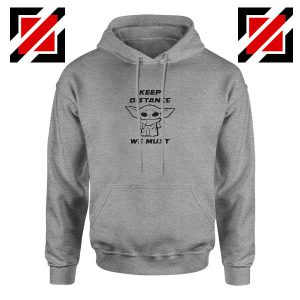 Baby Yoda Keep Distance Sport Grey Hoodie