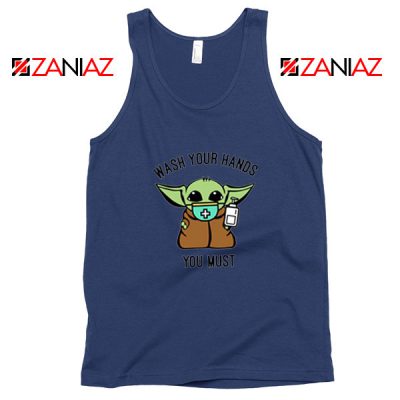 Baby Yoda Wash Your Hands Navy Blue Tank Top