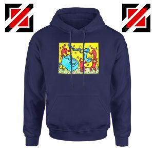 Keith Haring Visual Art Navy Blue Hoodie