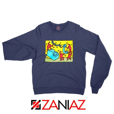 Keith Haring Visual Art Navy Blue Sweatshirt