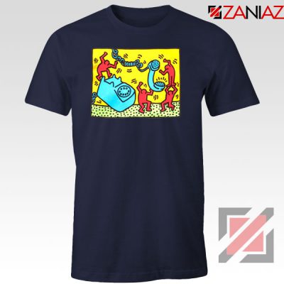 Keith Haring Visual Art Navy Blue Tshirt