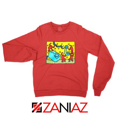 Keith Haring Visual Art Red Sweatshirt