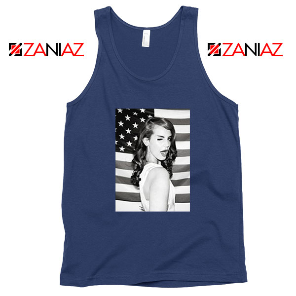 Lana Del Rey American Flag Navy BLue Tank Top
