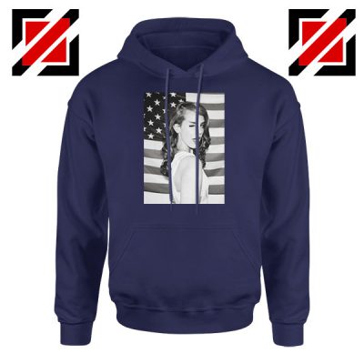 Lana Del Rey American Flag Navy Blue Hoodie