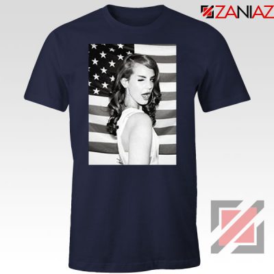 Lana Del Rey American Flag Navy Blue Tshirt