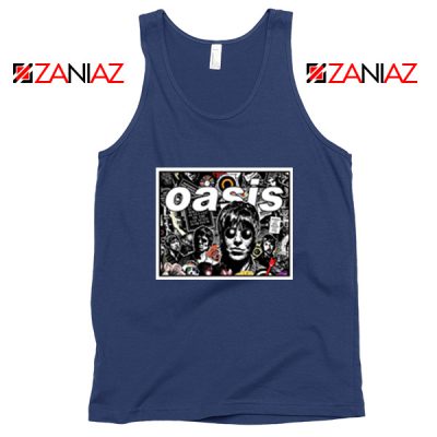 Oasis Band Collage Navy Blue Tank Top