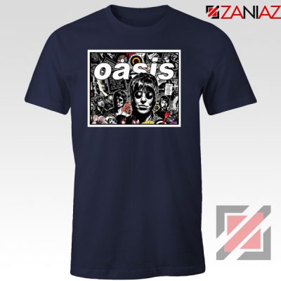 Oasis Band Collage Navy Blue Tshirt