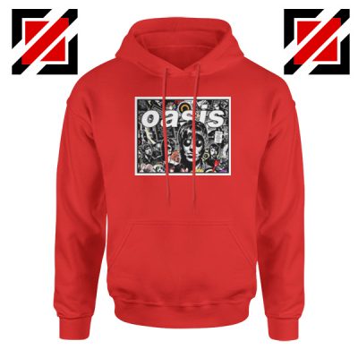 Oasis Band Collage Red Hoodie