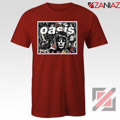 Oasis Band Collage Red Tshirt