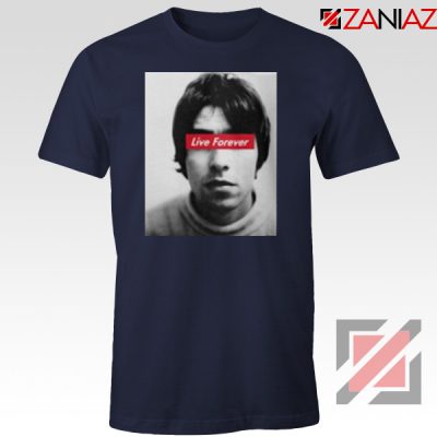 Oasis Band Live Forever Navy Blue Tshirt