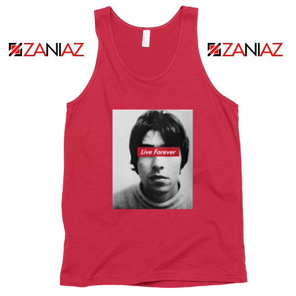 Oasis Band Live Forever Red Tank Top