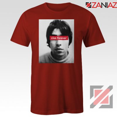 Oasis Band Live Forever Red Tshirt