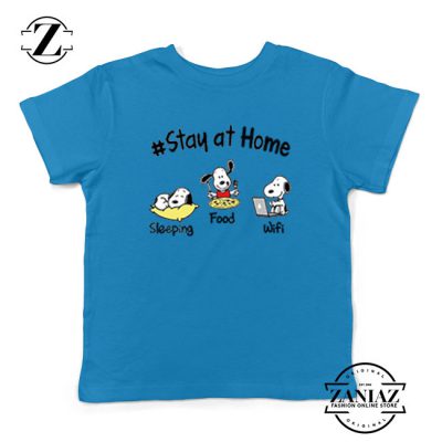 Snoopy Stay Home Blue Kids Tshirt