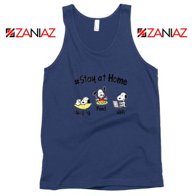Snoopy Stay Home Navy Blue Tank Top