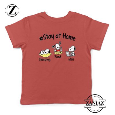 Snoopy Stay Home Red Kids Tshirt