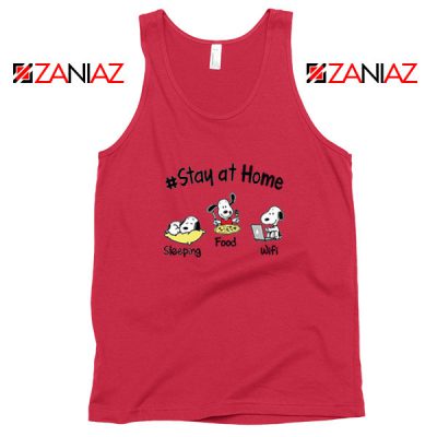 Snoopy Stay Home Red Tank Top