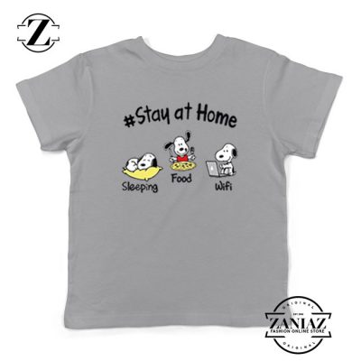 Snoopy Stay Home Sport Grey Kids Tshirt