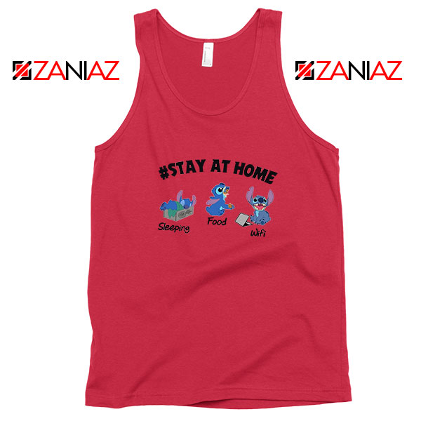 Stitch Stay At Home Red Tank Top