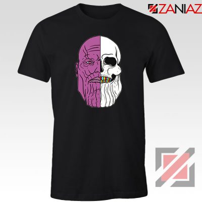 Thanos Face Half Skull Black Tshirt