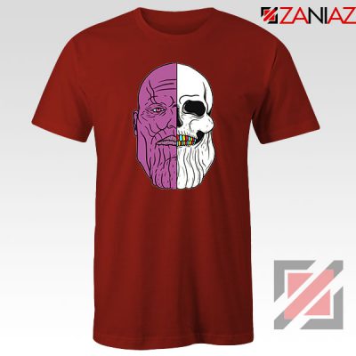 Thanos Face Half Skull Red Tshirt