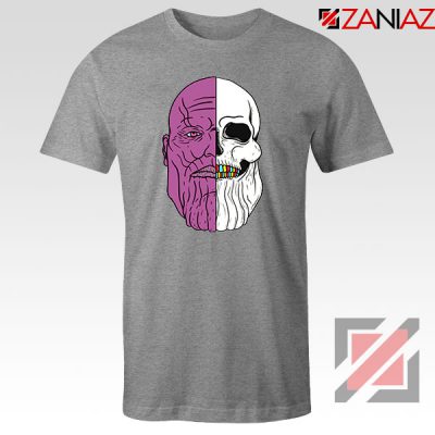 Thanos Face Half Skull Sport Grey Tshirt