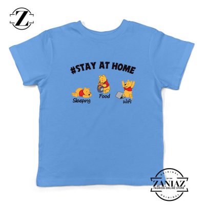 The Pooh Stay Home Light Blue Kids Tshirt
