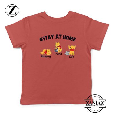 The Pooh Stay Home Red Kids Tshirt