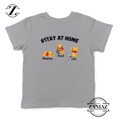 The Pooh Stay Home Sport Grey Kids Tshirt