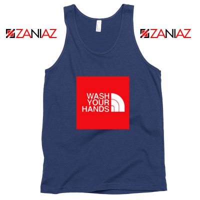 Wash Your Hands Covid 19 Navy Blue Tank Top