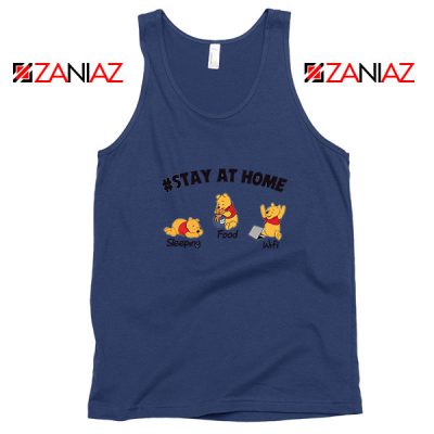 Winnie The Pooh Stay Home Navy Blue Tank Top