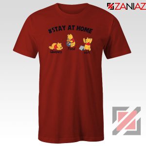 Winnie The Pooh Stay Home Red Tshirt