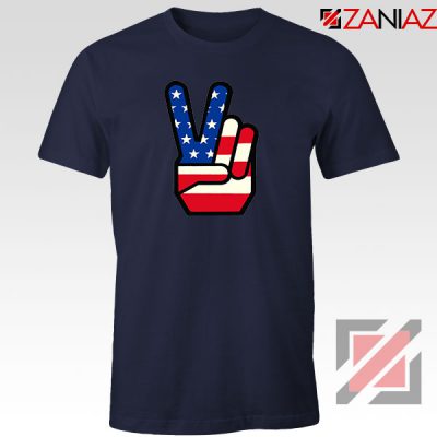 Peace Sign Fingers Navy Blue Tshirt