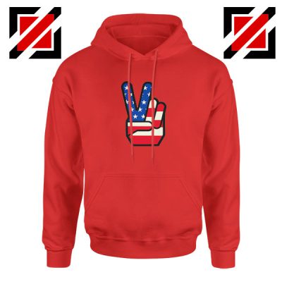 Peace Sign Fingers Red Hoodie