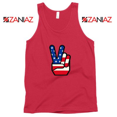 Peace Sign Fingers Red Tank Top
