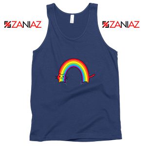 Rainbow Cat Navy Blue Tank Top