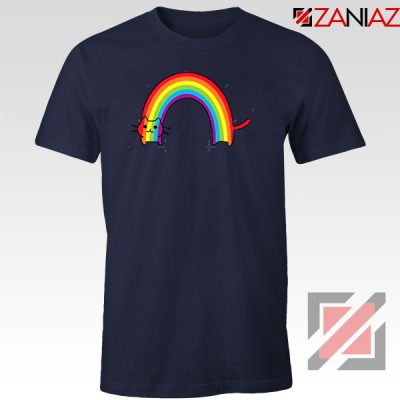 Rainbow Cat Navy Blue Tshirt
