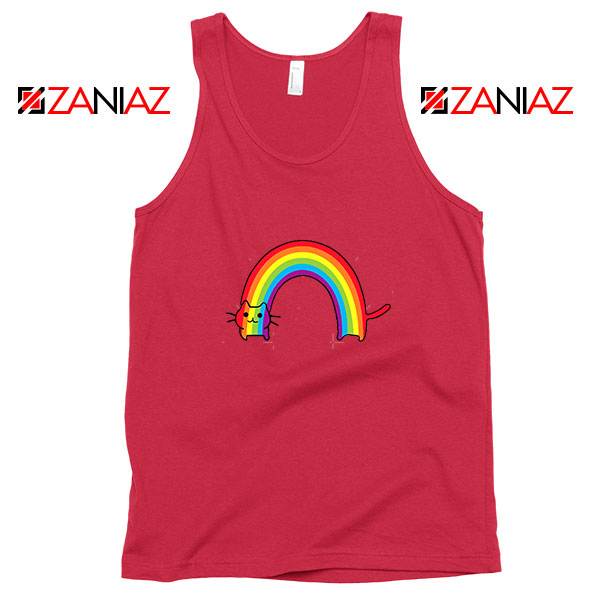 Rainbow Cat Red Tank Top