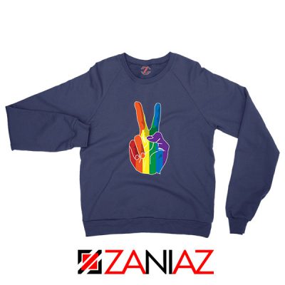 Sign Of Peace Rainbow Navy Blue Sweatshirt