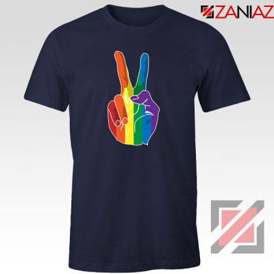 Sign Of Peace Rainbow Navy Blue Tshirt