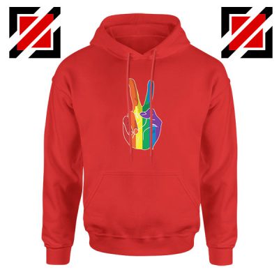 Sign Of Peace Rainbow Red Hoodie