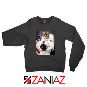 Astronaut Cat Black Sweatshirt